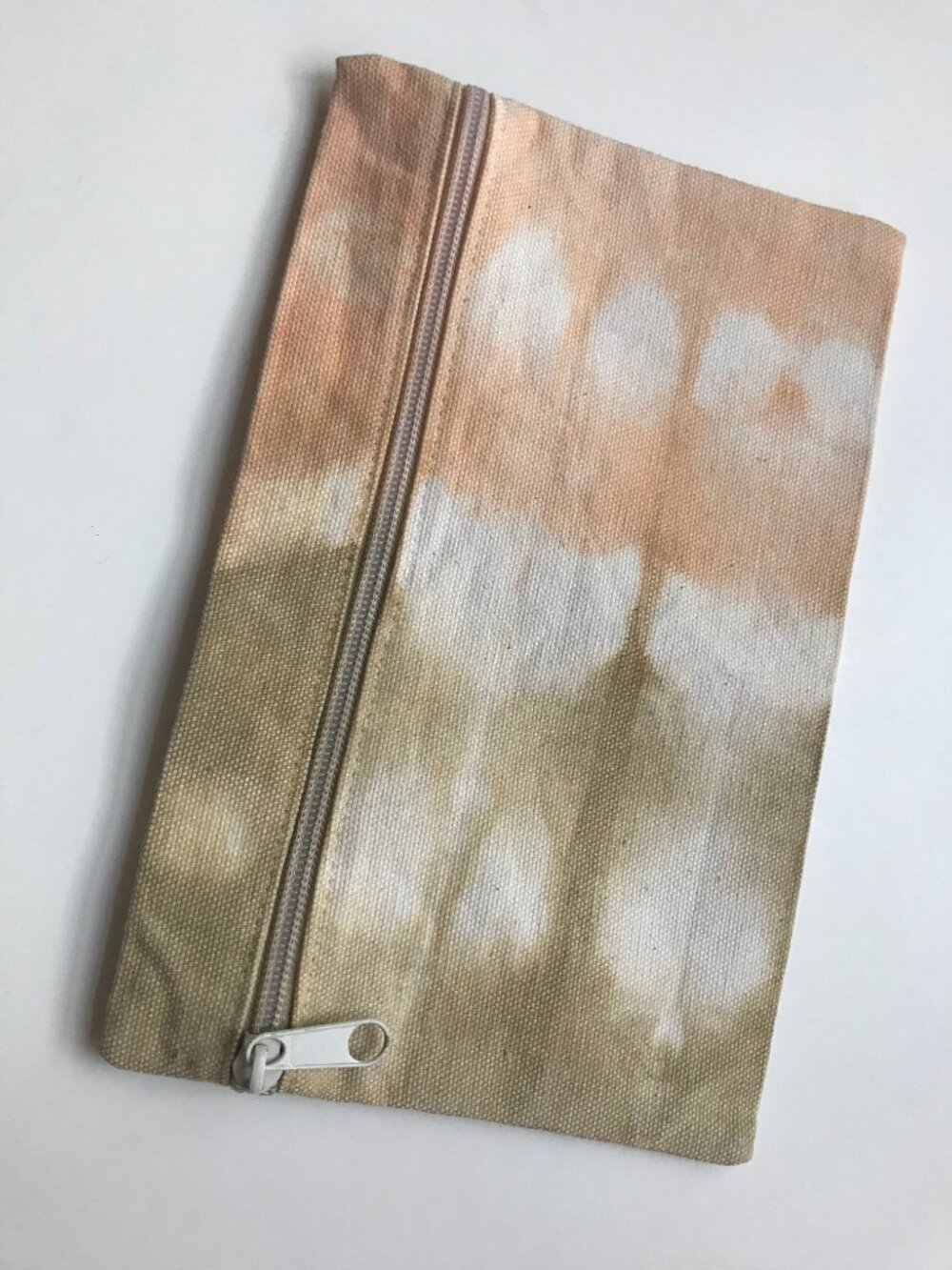 NWT Handmade Shibori Tie Dyed Zipper Pouch: Cotton Canvas Travel Bag
